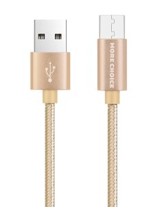 Кабель More choice USB - MicroUSB K11m 2.0A нейлон 1м + держатель для кабеля (Gold)