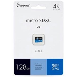 Smart Buy micro SDXC 128GB Class10 Ultra U3/А2/V30 R/W:165/150 MB/s