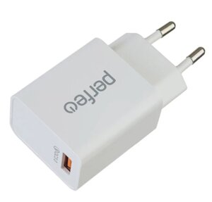 ЗУ сетевое Perfeo с разъемом USB, QC 3.0, белый (I4615)