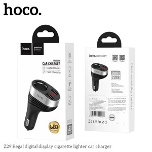 ЗУ Автомобильное HOCO Z29 2*USB+1 порт прикуривателя, 3,1A LED Black д