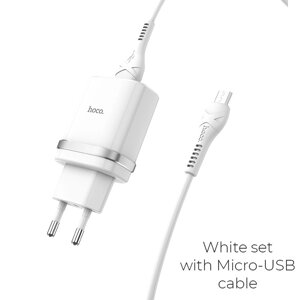 ЗУ Сетевое HOCO C12Q 1USB 3A QC3.0 быстрая зарядка + кабель MicroUSB 1м White