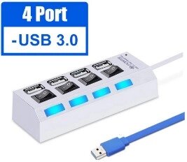 Хаб USB 3.0 Smartbuy с выключателями, 4 порта, СуперЭконом, белый (SBHA-7304-W)