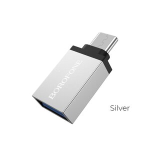 Адаптер Borofone OTG BV3 USB3.0 in - Type-C out, Silver