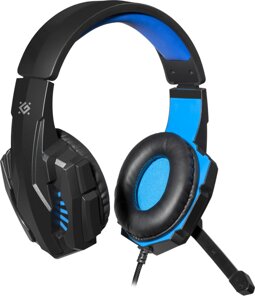 Гарнитура полноразмерная для ПК Defender игровые Warhead G390 черный+синий, кабель 1,8 м (64038)