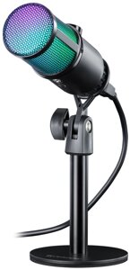 Микрофон Defender Игровой стрим Glow GMC 400 USB, RGB подсветка, провод 1.3 м (64640)