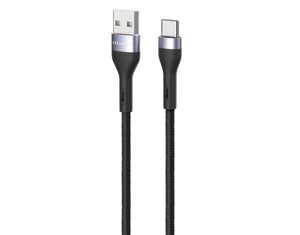 Кабель Breaking Tissue USB3.0 - Type-C, 3A, 60W, тканевый каб. 1.2m. (Черный) (21459)