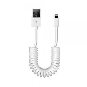 Кабель Smartbuy USB - 8-pin для Apple, спиральный, длина 1 м, белый (iK-512sp white)/500