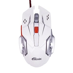 Мышь RITMIX ROM-355 White, ИГРОВАЯ, 6 кнопок, 800-2400 dpi, коробка