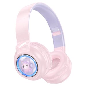 Гарнитура Bluetooth полноразмерная HOCO W50 Cute fun bluetooth 5.3, 400мАч складные Pink