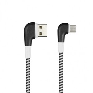 Кабель Smartbuy USB - micro USB, нейлон. оплётка Socks L-TYPE угловой, черн, 2 А, 1м (ik-12NSL black