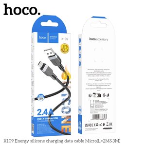 Кабель USB-MicroUSB Hoco X109 2,4A силикон 3,0м Black в Ростовской области от компании Медиамир