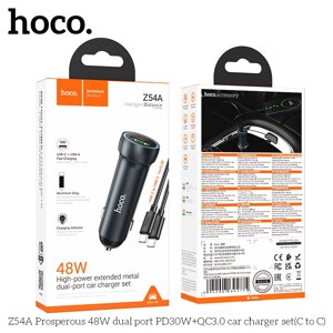 ЗУ Автомобильное HOCO Z54A 1USB+1TypeC  PD48W длина 82,5мм + кабель TypeC/TypeC Metal grey д в Ростовской области от компании Медиамир