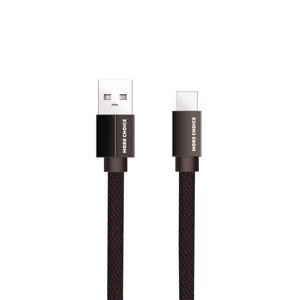 Кабель More choice USB - Type-C K20a 2.1A плоский нейлон 1м + держатель для кабеля (Black)