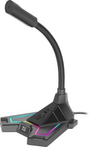 Микрофон Defender Игровой стрим Pitch GMC 200 Jack 3,5 мм + USB, LED, провод 1.5 м (64620)