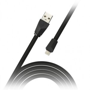 Кабель Smartbuy USB - 8-pin для Apple, плоский, длина 1 м, черный (iK-512r black)/60