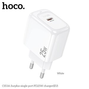 ЗУ Сетевое HOCO CS53A 1TypeC 3.0A PD 25W быстрая зарядка White