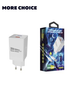 ЗУ сетевое More Choice NC55QCa Smart 2USB 3.0A QC3.0 быстрая зарядка +кабель Type-C +кубики (White)
