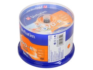 Диск Verbatim DVD-R 4.7 Gb 16х (уп. 50 шт. в пл. кор.) /200/