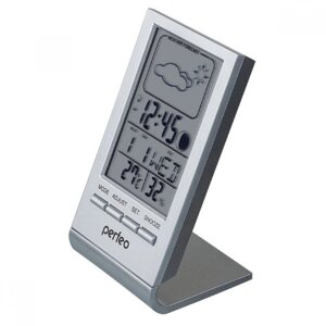 Часы-метеостанция Perfeo "Angle", серебряный, время, температура, влажность, дата (PF-S2092) PF_A4857