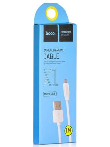 Кабель HOCO MicroUSB X1 Rapid 2.1А, 2 м, белый