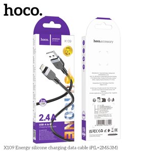 Кабель USB-Lightning HOCO X109 2,4A силикон 2,0м Black сд в Ростовской области от компании Медиамир