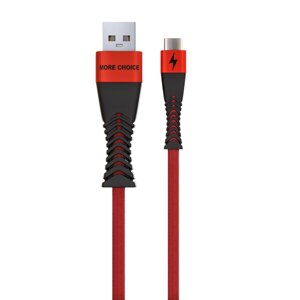 Кабель More choice USB - Type-C K41Sa Smart 3.0A нейлон 1м + карта, кубики (Red Black)