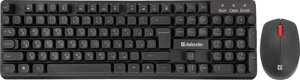 Комплект беспроводной Defender клавиатура+мышь Milan C-992 RU, черный, полноразмерный (45992)