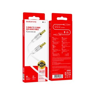 Кабель AUX BOROFONE BL19  Jack 3.5mm 1.0м White в Ростовской области от компании Медиамир