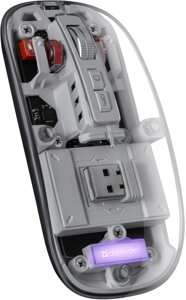 Мышь DEFENDER игровая бесп,+ Bluetooth 2,4G Ixes MM-999 LED,5кн,2400dpi, ПРОЗРАЧНАЯ (52999)
