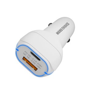 ЗУ Автомобильное More Choice AC32QC 2USB 3.0A PD 20W+QC3 быстрая зарядка + USB LED-фанарик (White)