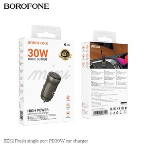 ЗУ Автомобильное Borofone BZ32 1Type-C 3.0A PD30W быстрая зарядка Metal grey