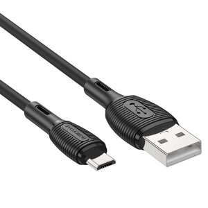 Кабель USB-MicroUSB Borofon BX86 2,4А силикон 1м Black в Ростовской области от компании Медиамир