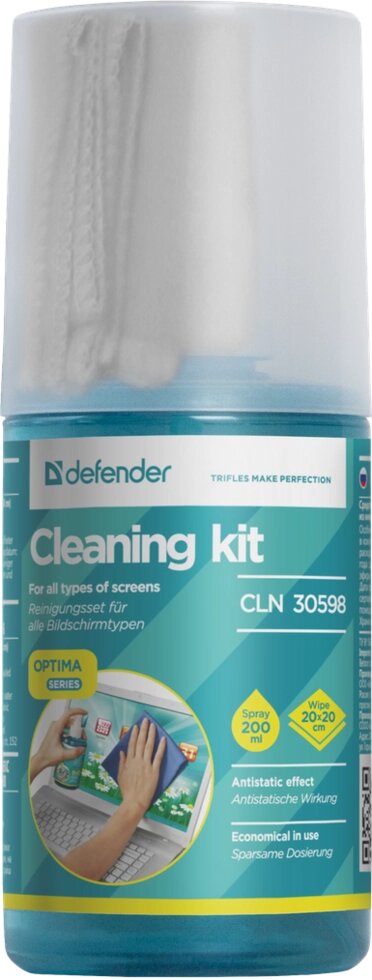 Салфетки Набор Defender Спрей-очиститель CLN30598 для экранов (200 мл+1салфетка) (30598) от компании Медиамир - фото 1