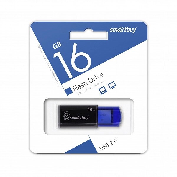 Smart Buy USB 16GB Click Black-Blue от компании Медиамир - фото 1
