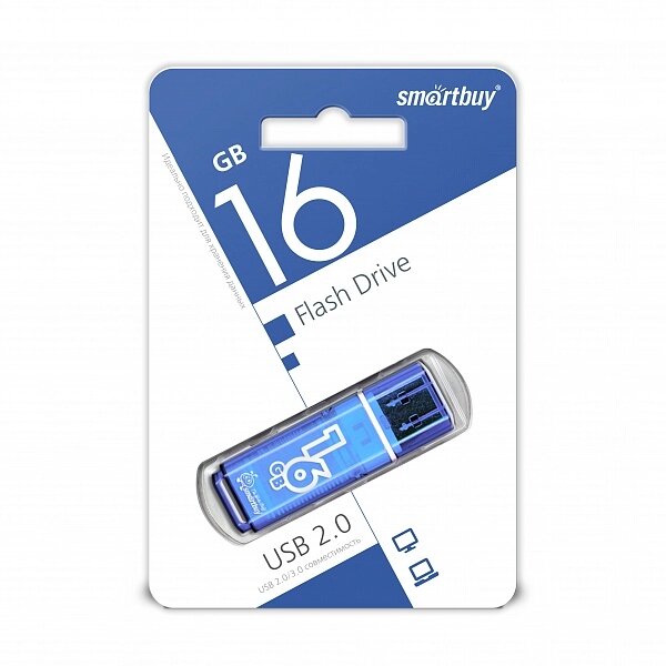 Smart Buy USB 16GB Glossy series Blue от компании Медиамир - фото 1