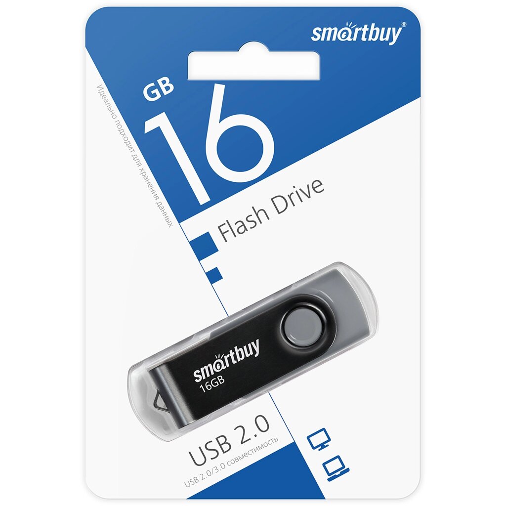 Smart Buy USB 16GB  Twist Black от компании Медиамир - фото 1