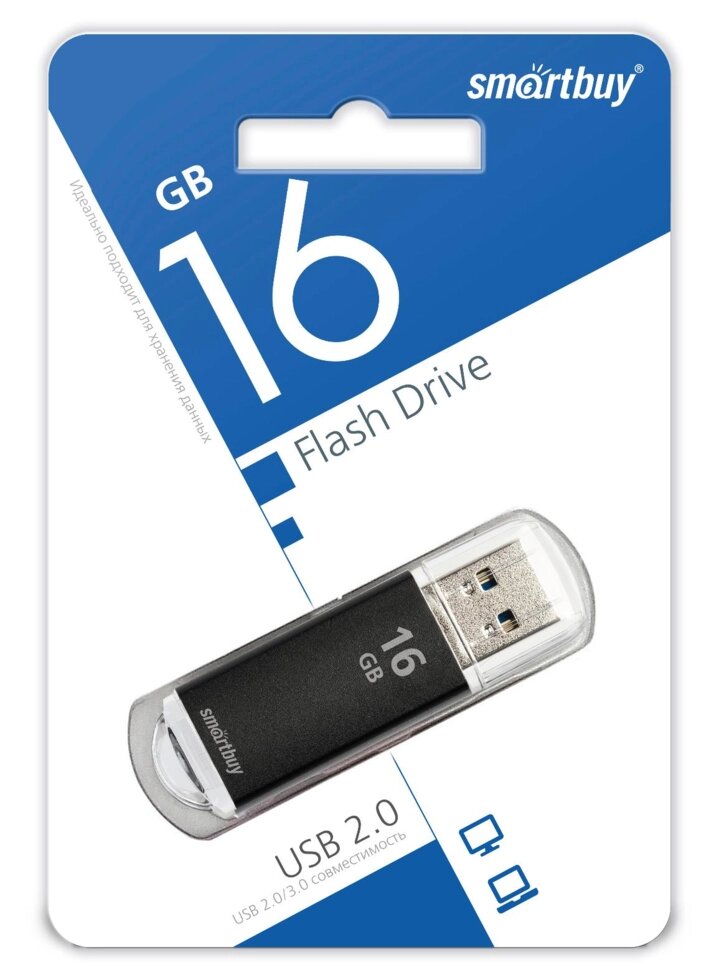 Smart Buy USB 16GB V-Cut Black от компании Медиамир - фото 1