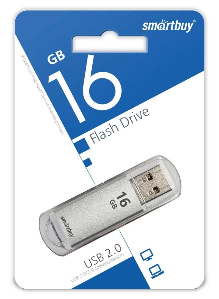 Smart Buy USB 16GB V-Cut Silver от компании Медиамир - фото 1