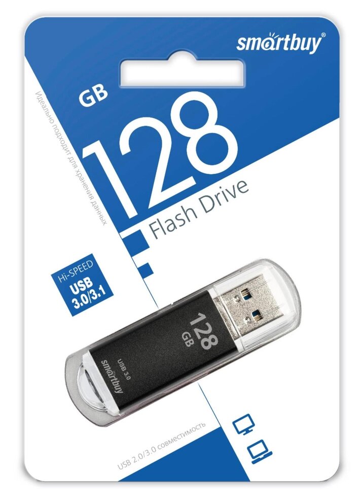Smart Buy USB 3.0 128GB V-Cut Black от компании Медиамир - фото 1
