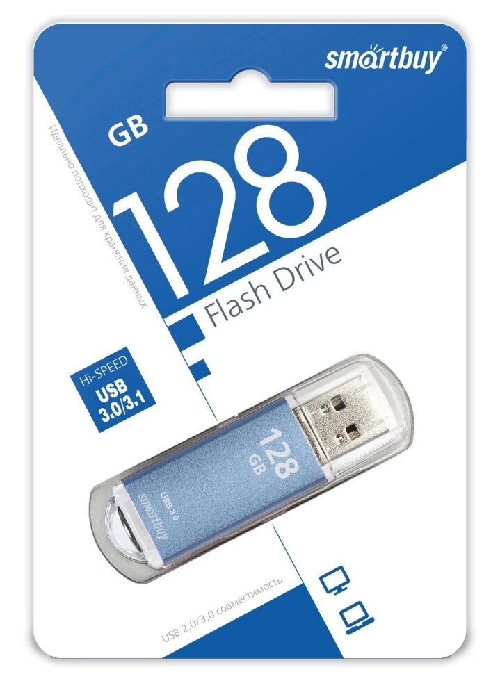 Smart Buy USB 3.0 128GB V-Cut Blue от компании Медиамир - фото 1