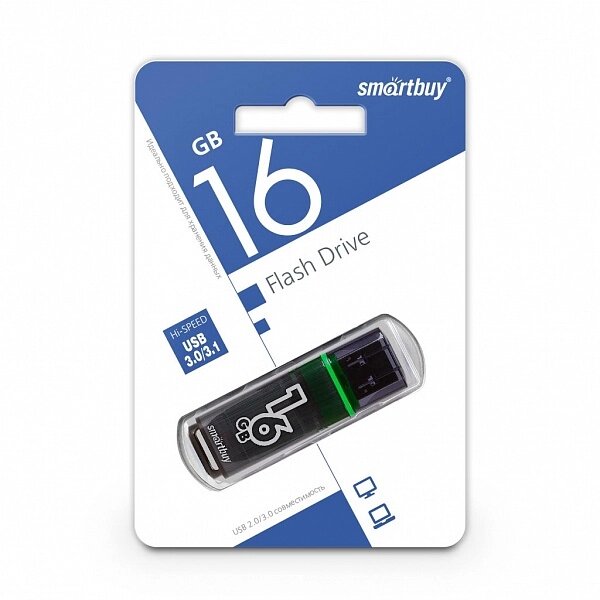 Smart Buy USB 3.0 16GB Glossy series Dark Grey от компании Медиамир - фото 1