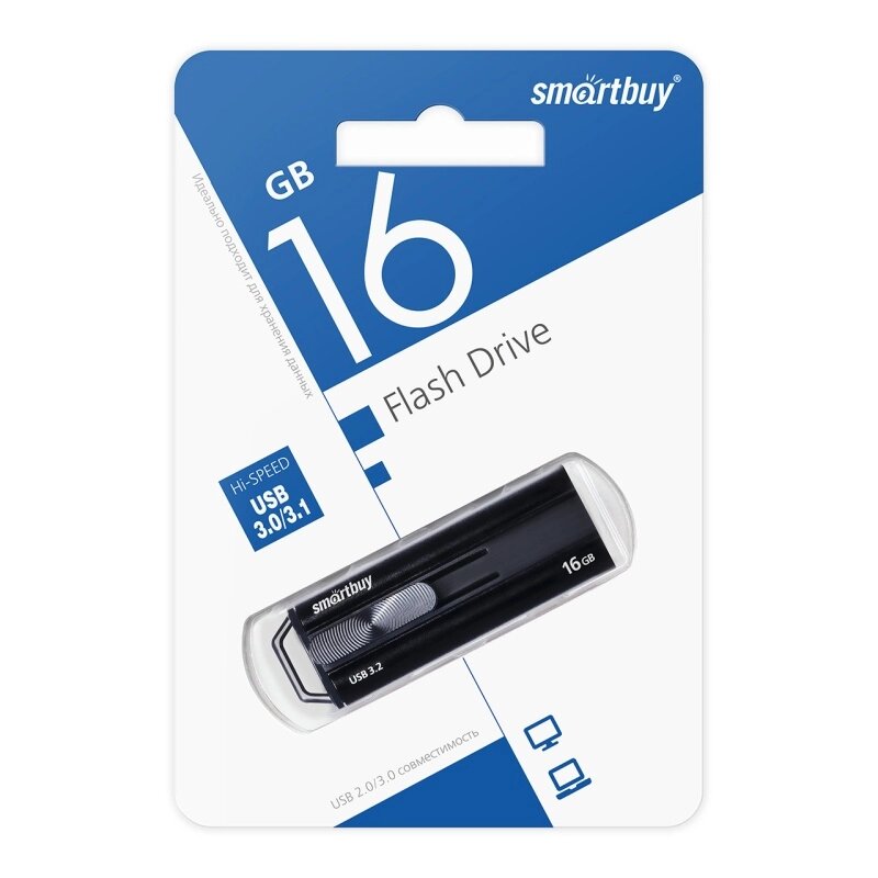 Smart Buy USB 3.0 16GB Iron-2 Metal Black (USB 3.0/3.1) (SB016GBIR2K) от компании Медиамир - фото 1