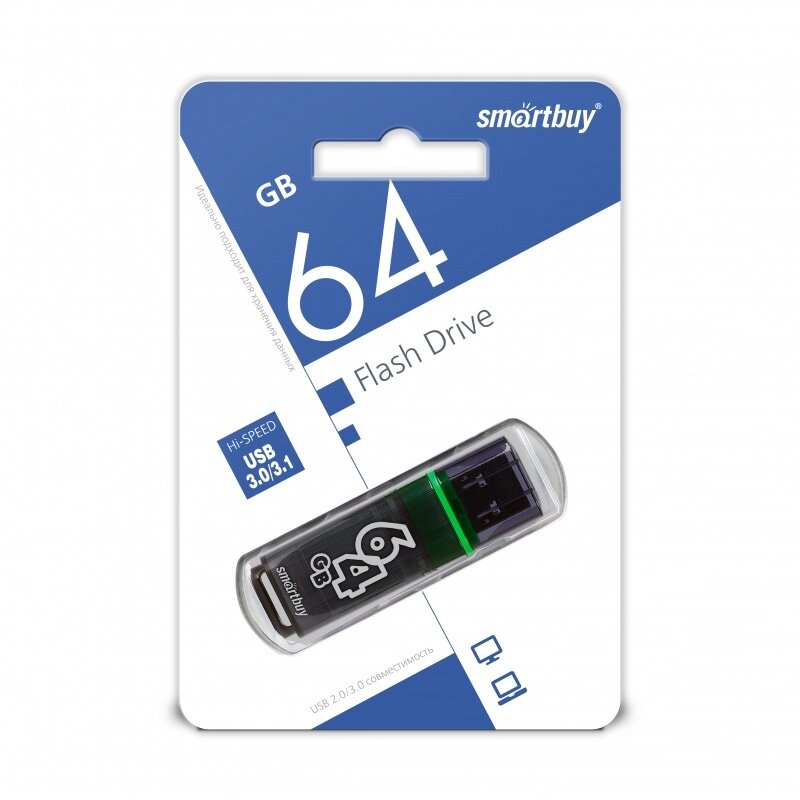 Smart Buy USB 3.0 64GB Glossy series Dark Grey от компании Медиамир - фото 1