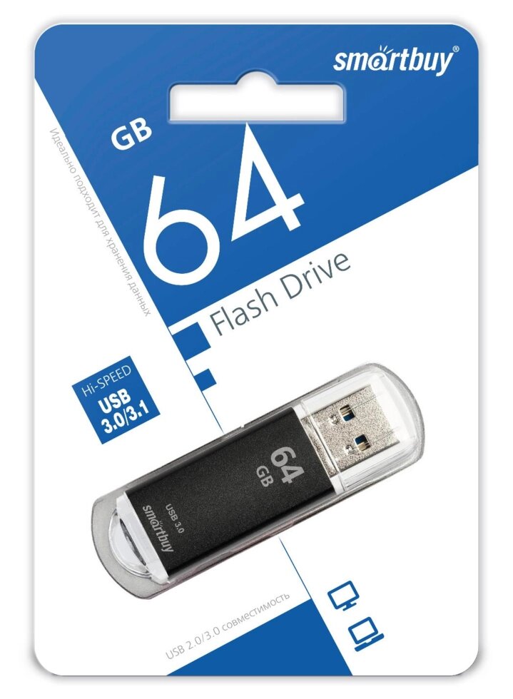 Smart Buy USB 3.0 64GB V-Cut Black от компании Медиамир - фото 1