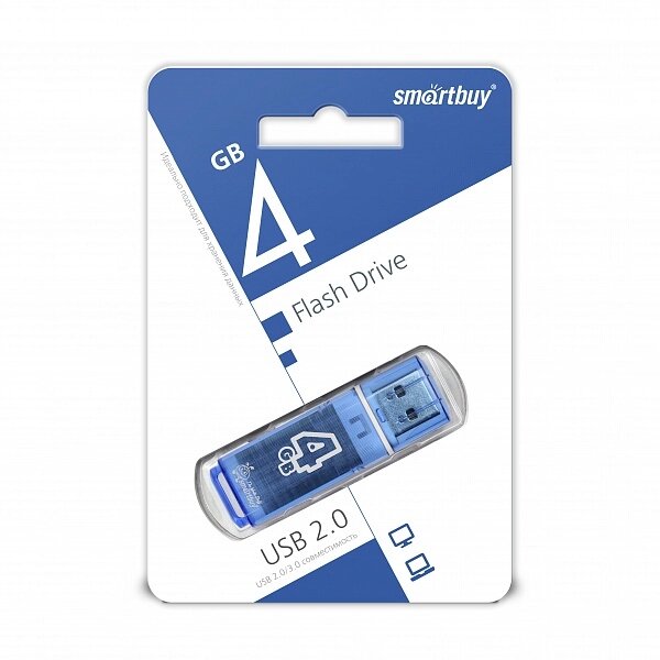 Smart Buy USB 4GB Glossy series Blue от компании Медиамир - фото 1