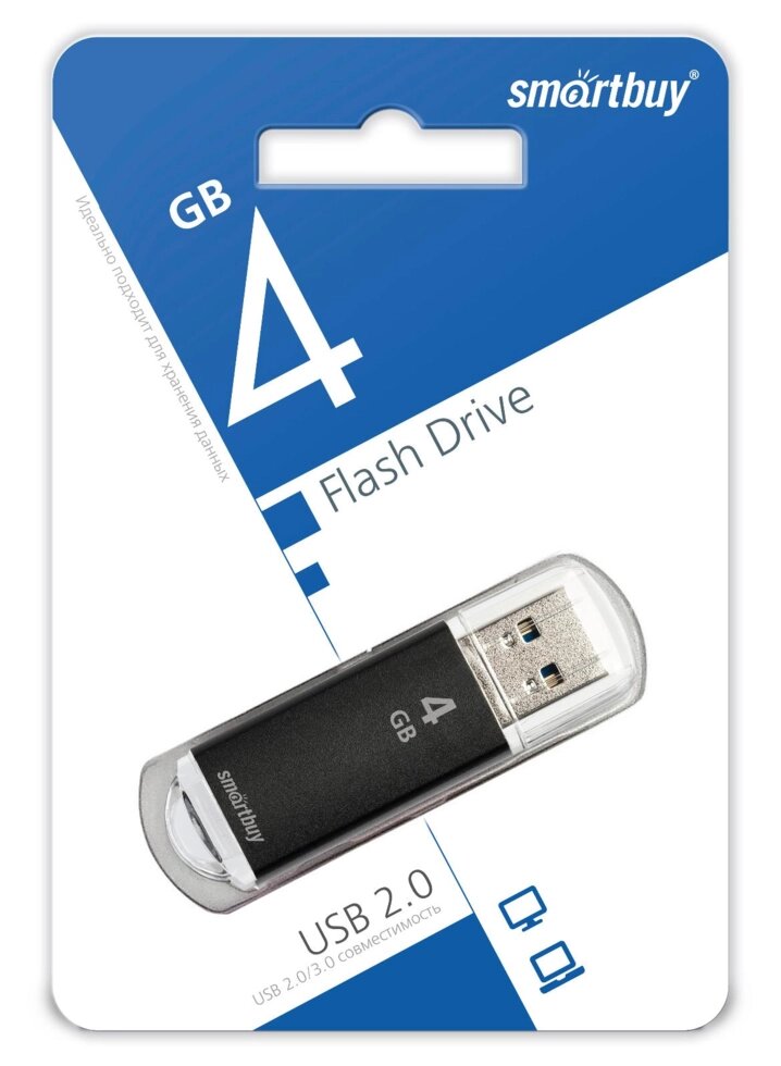 Smart Buy USB 4GB V-Cut Black от компании Медиамир - фото 1