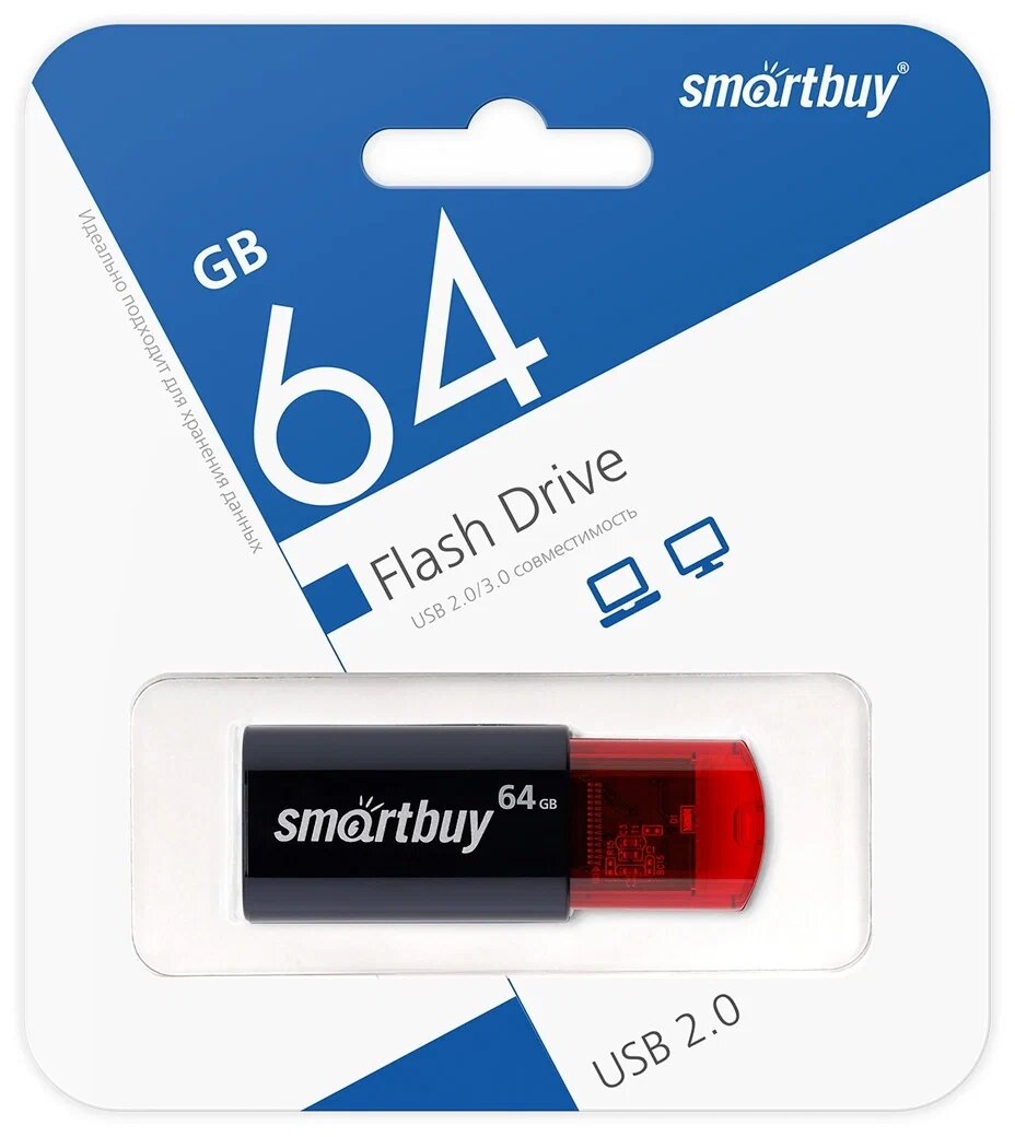 Smart Buy USB 64GB Click Black-Red от компании Медиамир - фото 1