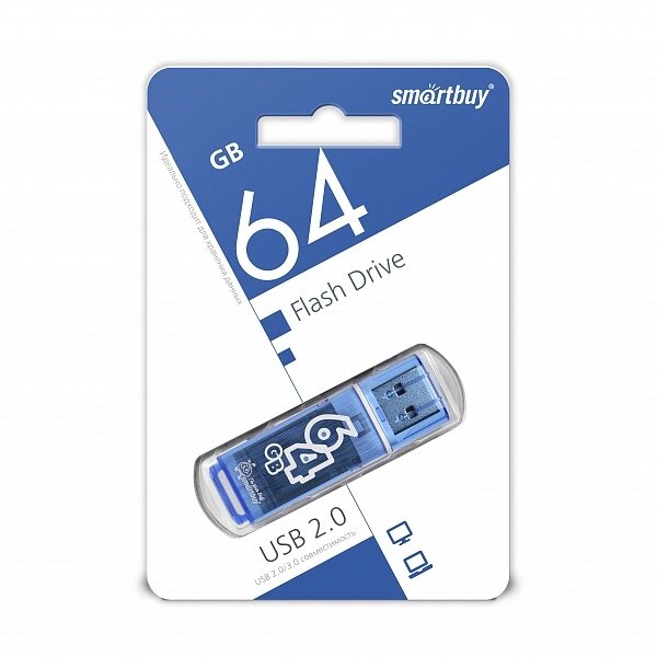Smart Buy USB 64GB Glossy series Blue от компании Медиамир - фото 1