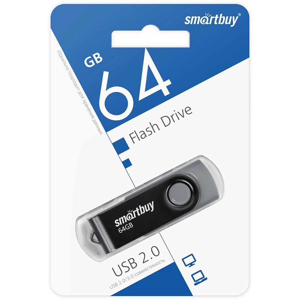 Smart Buy USB 64GB  Twist Black от компании Медиамир - фото 1