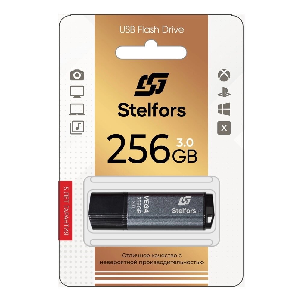 Stelfors USB 3.0 256GB VEGA серия (металл серый) от компании Медиамир - фото 1